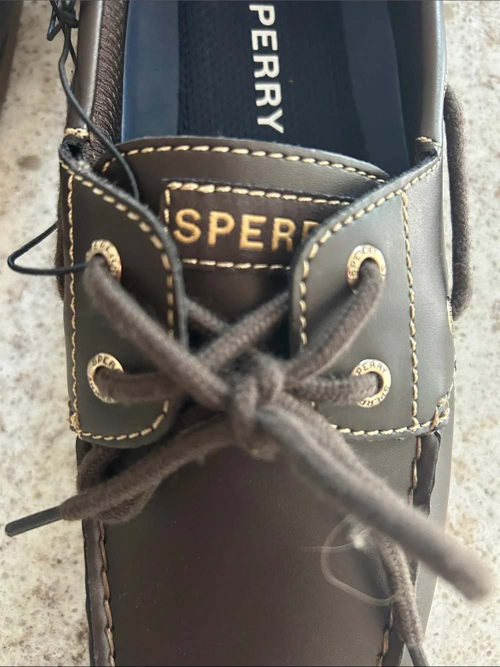 NWOT Sperry Men’s Brown Leather 2-Eye Boat Shoes, Size 9.5
